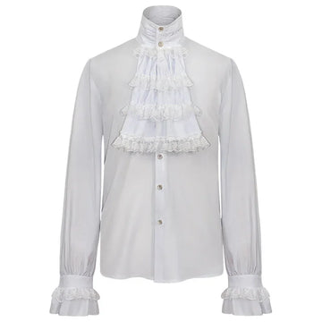 Edwardian Lace Jabot Top with Ruffle Cuffs